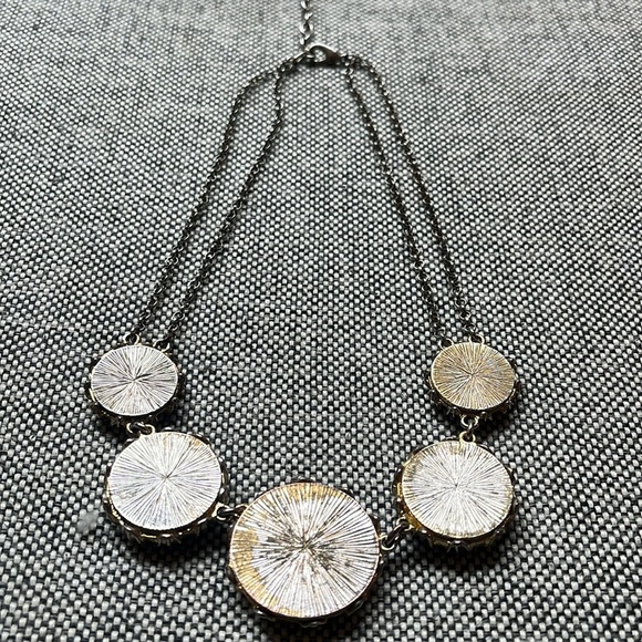 ✨ Talbots Sun Burst Gold and Pearl-like cabochon Statement Necklace ✨ - Picture 9 of 17